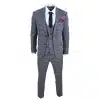 Mens Blue Grey Checkered 3 Piece Suit