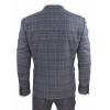 Mens Blue Grey Checkered 3 Piece Suit