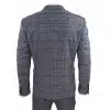 Mens Blue Grey Checkered 3 Piece Suit
