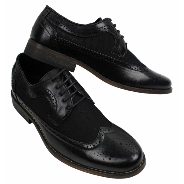 Mens Brogues Leather Shoes Italian Designer Smart Casual Brown Black Navy Retro