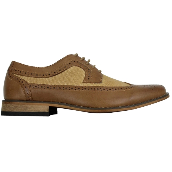 Mens Brogues Leather Shoes Italian Designer Smart Casual Brown Black Navy Retro