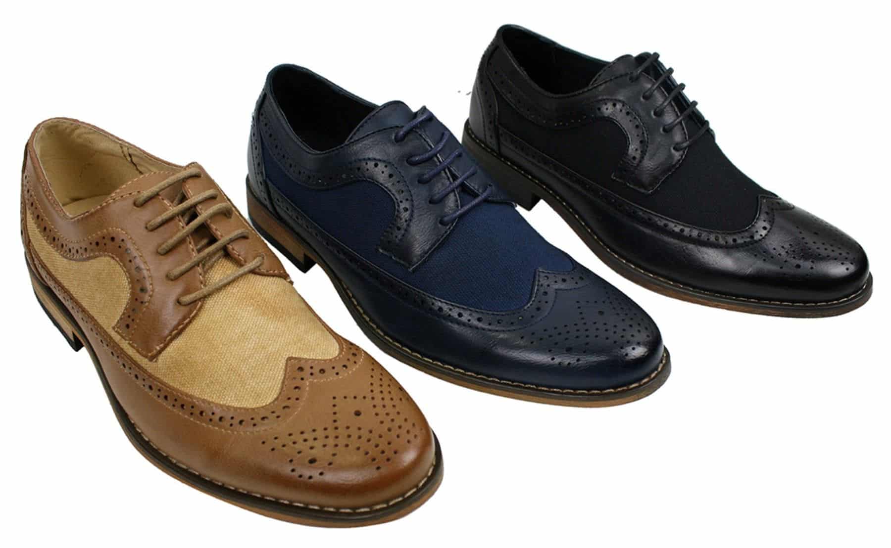 Mens Brogues Leather Shoes Italian Designer Smart Casual Brown Black ...