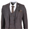 Mens Brown 3 Piece Suit with Double Breasted Waistcoat