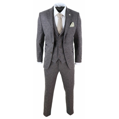 Mens Brown Check 3 Peice Tweed Suit - STZ17: Buy Online - Happy Gentleman