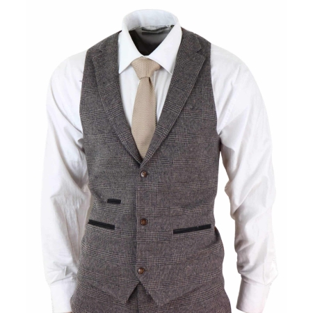 Mens Brown Check 3 Peice Tweed Suit - STZ17: Buy Online - Happy Gentleman