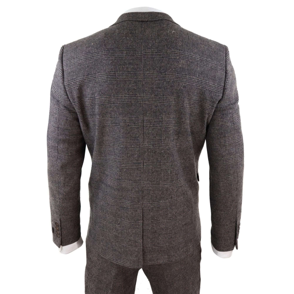 Mens Brown Check 3 Peice Tweed Suit - STZ17: Buy Online - Happy Gentleman