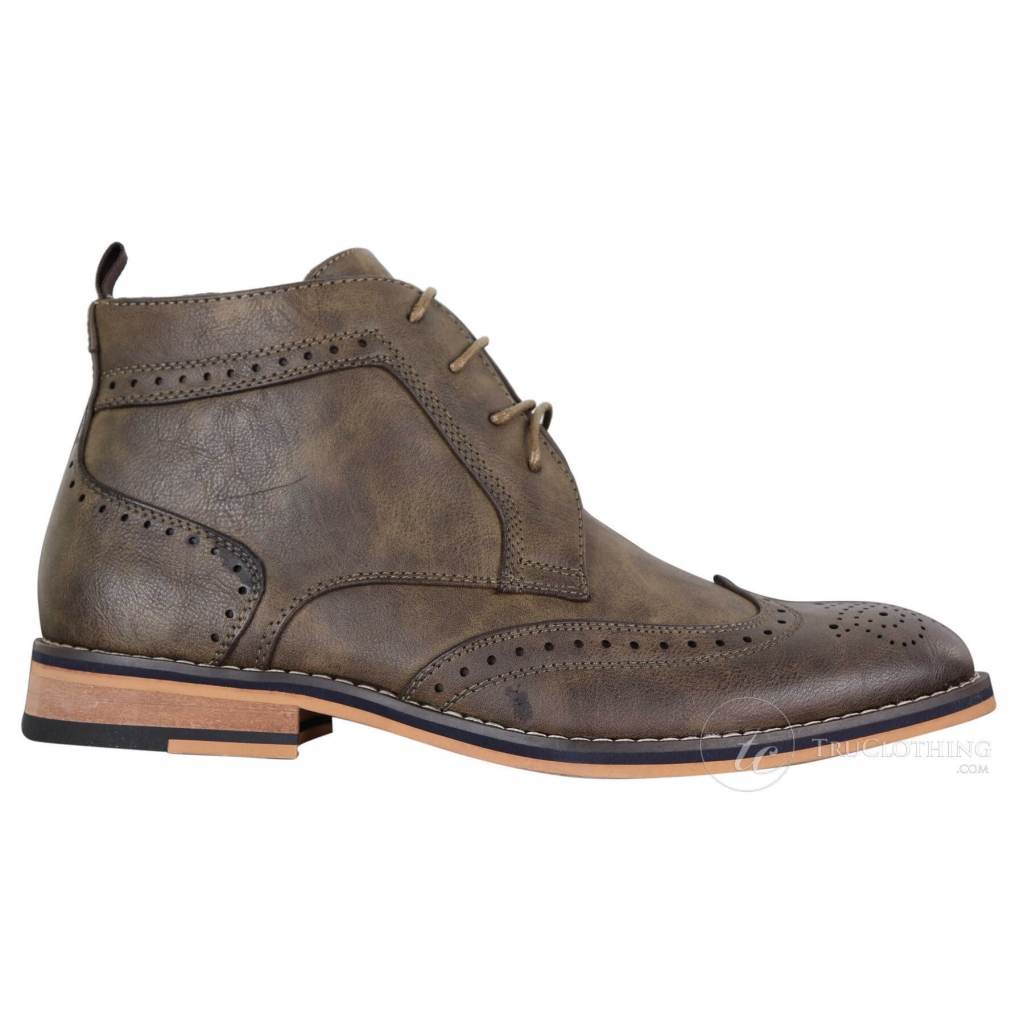 Mens Brown Laced Brogue Boots - Cavani Sava: Buy Online - Happy Gentleman