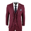 Mens Burgundy Wine Tweed 3 Piece Suit - STZ17