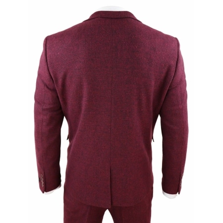 Mens Burgundy Wine Tweed 3 Piece Suit - STZ17: Buy Online - Happy Gentleman