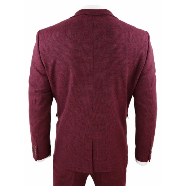 Mens Burgundy Wine Tweed 3 Piece Suit - STZ17