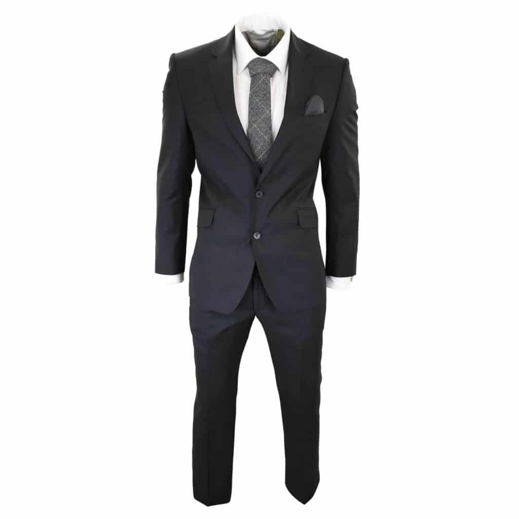 Mens Classic Plain Black Formal 2-Piece Suit: Buy Online - Happy Gentleman