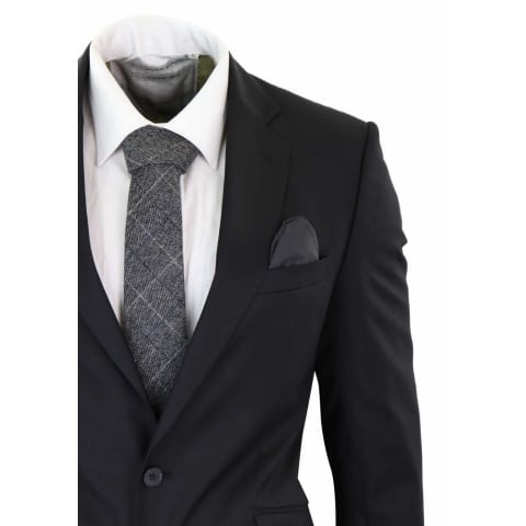 Mens Classic Plain Black Formal 2-Piece Suit: Buy Online - Happy Gentleman