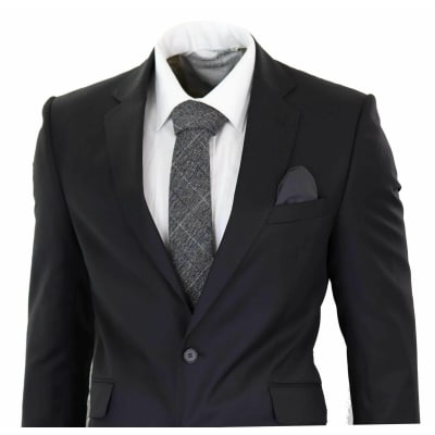 Mens Classic Plain Black Formal 2-Piece Suit: Buy Online - Happy ...