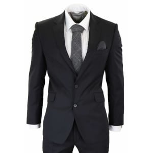 Mens Classic Plain Black Formal 2-Piece Suit: Buy Online - Happy Gentleman