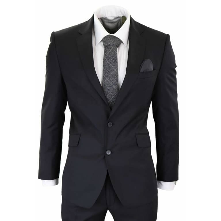 Mens Classic Plain Black Formal 2-Piece Suit: Buy Online - Happy Gentleman