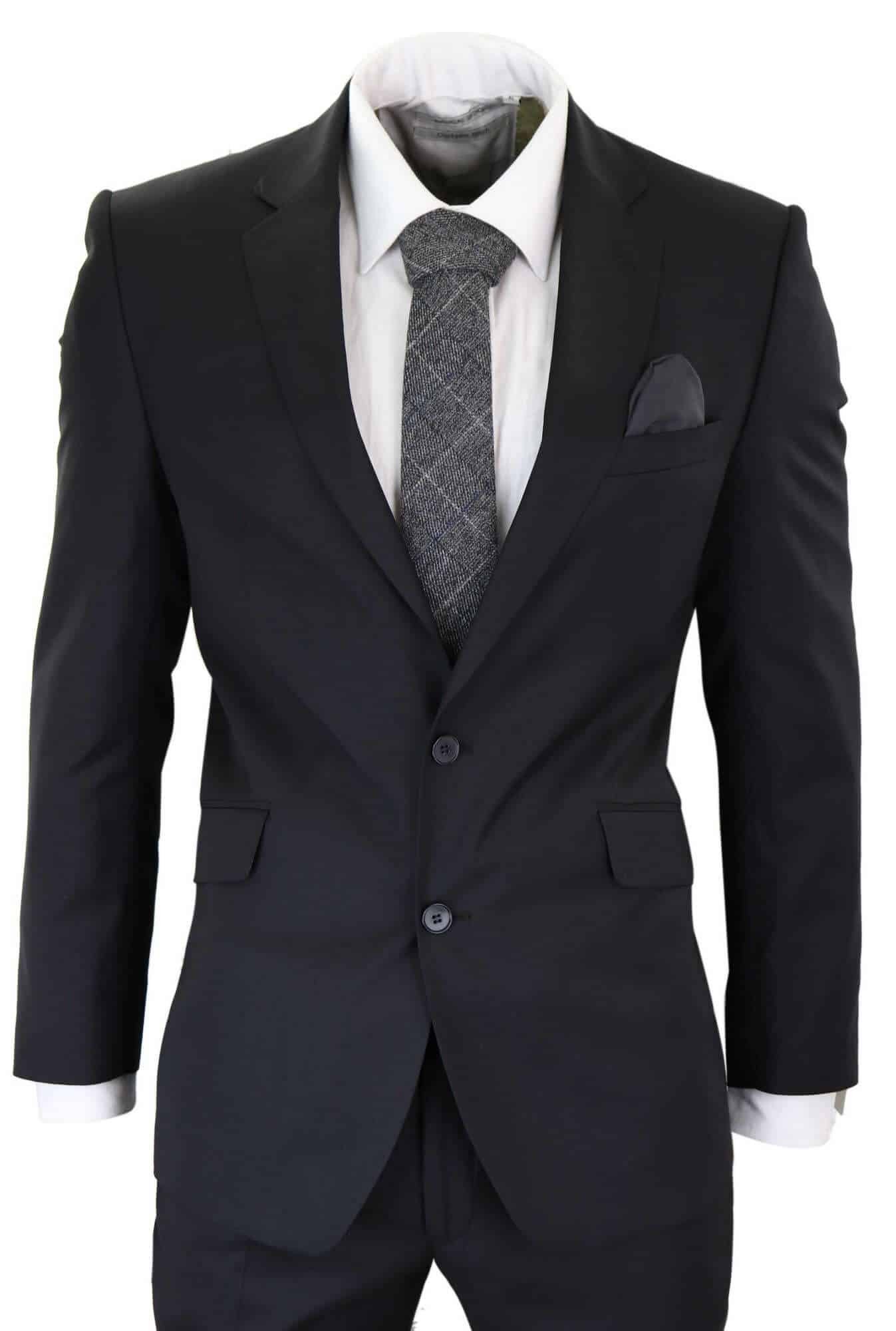 Mens Classic Plain Black Formal 2 Piece Suit Buy Online Happy Gentleman