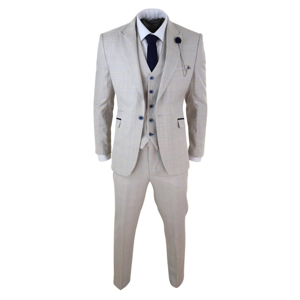 Mens Cream 3 Piece Wedding Suit - Cavani Caridi: Buy Online - Happy ...