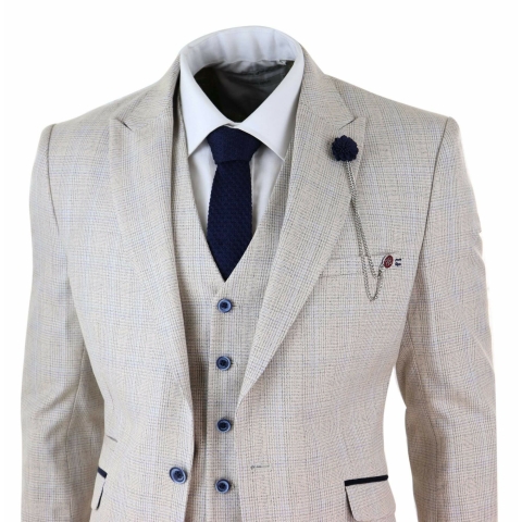 Mens Cream 3 Piece Wedding Suit - Cavani Caridi: Buy Online - Happy ...