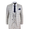 Mens Cream Blue Check Wedding Suit