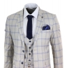 Mens Cream Blue Check Wedding Suit