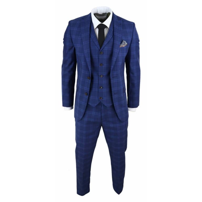 Mens Dark Blue Check Suit: Buy Online - Happy Gentleman