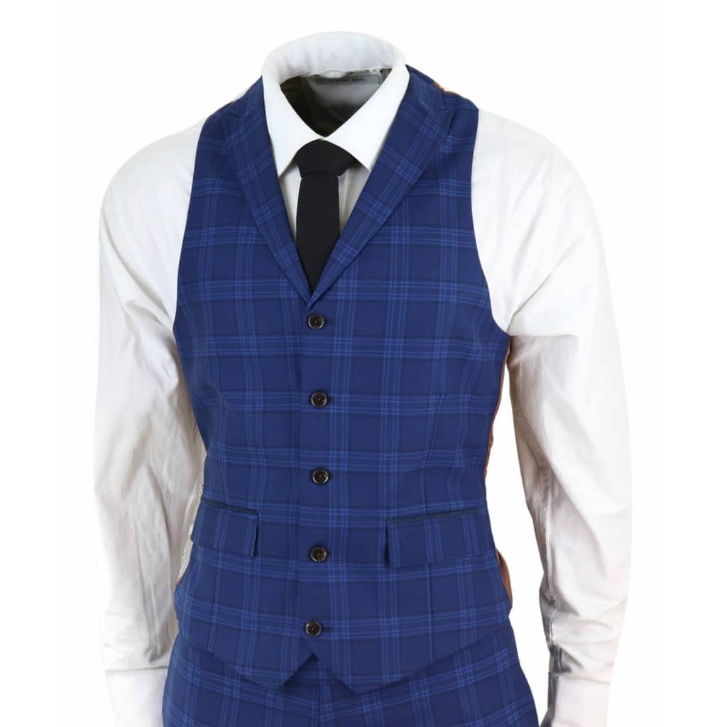 Mens Dark Blue Check Suit: Buy Online - Happy Gentleman