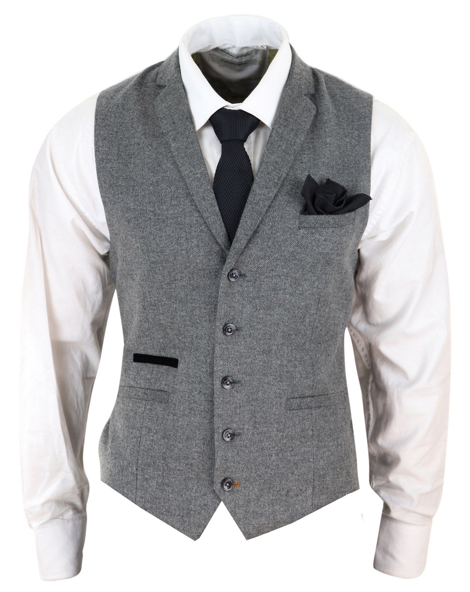 grey tweed blazer and waistcoat