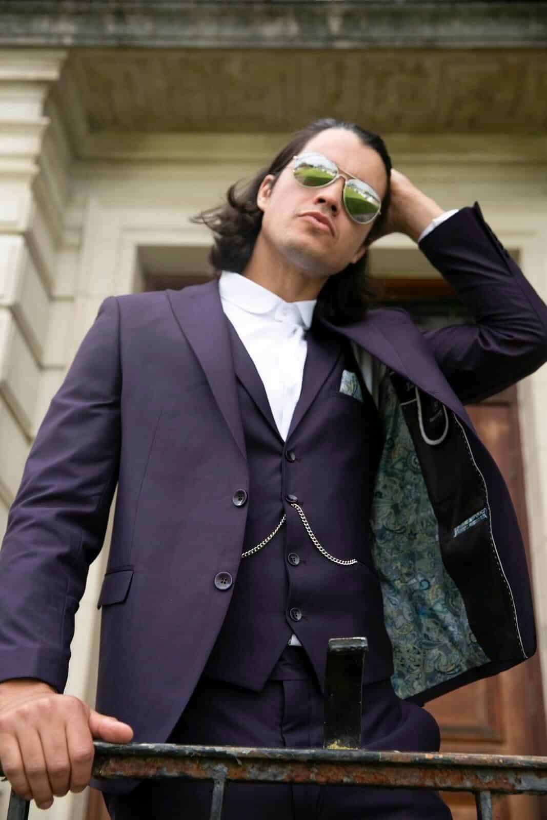 Clothing - Purple Men's Suits 2 Pieces Blazer Pants Peaked Lapel Single  Fashion Slim Business Weddings Groom Custom Made Plus Size (Blue  XL(EUR54)): Buy Online at Best Price in UAE - Amazon.ae