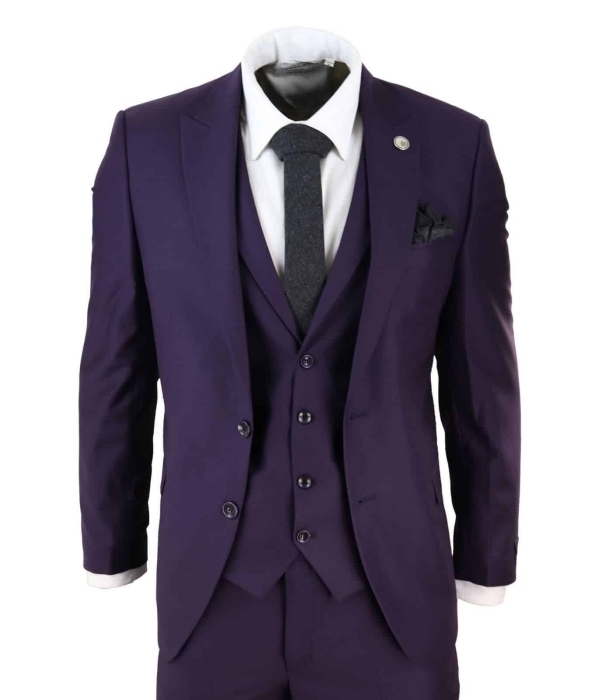 Mens Deep Purple 3 Piece Suit