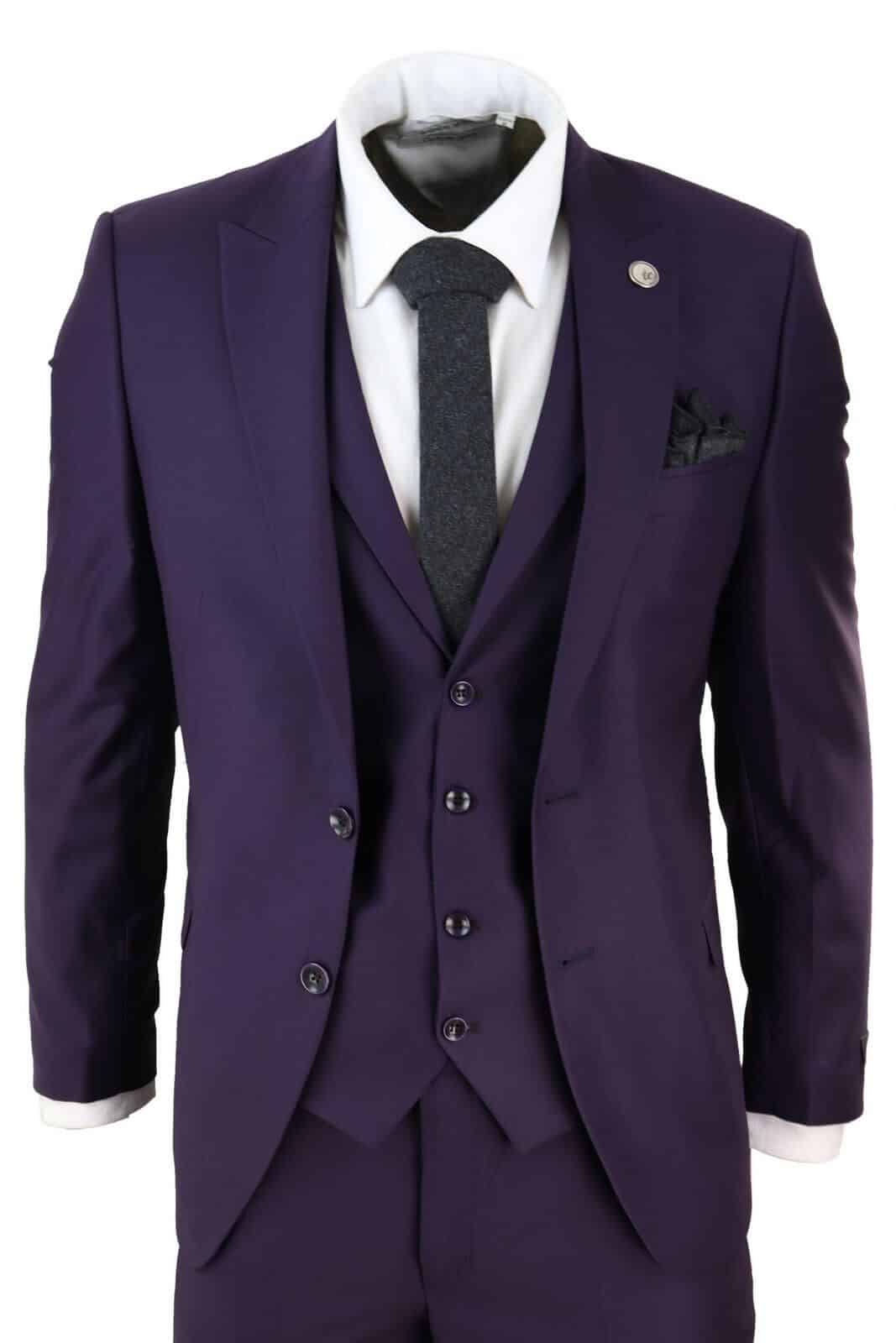 Buy Arrow Men Dark Purple Regular Fit Single Breasted Three Piece Suit -  NNNOW.com