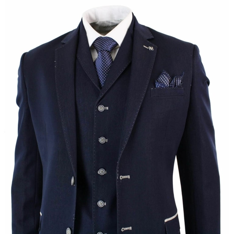 Mens Denim-Blue 3 Piece Suit: Buy Online - Happy Gentleman