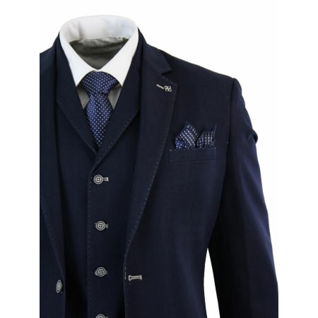 Mens Denim-Blue 3 Piece Suit: Buy Online - Happy Gentleman