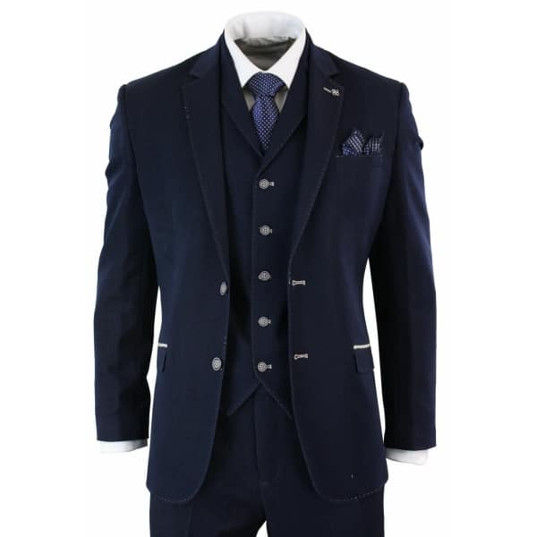 Herren Denim-Blau 3 Stück Anzug