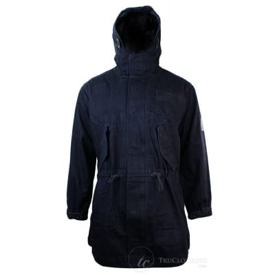 Mens Denim Overcoat Hooded Jeans Jacket Fleece Lined 3/4 Trench Duffle