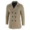 Mens Double Breasted Overcoat - Camel