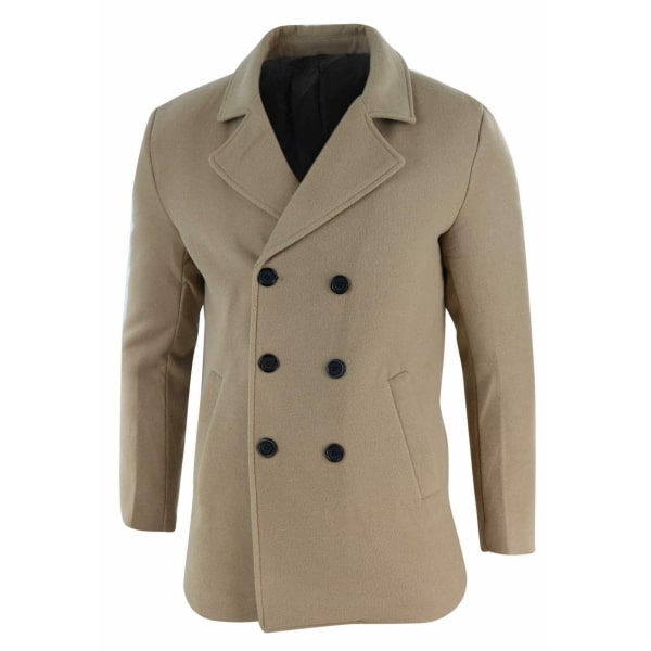 Mens Double Breasted Overcoat - Camel