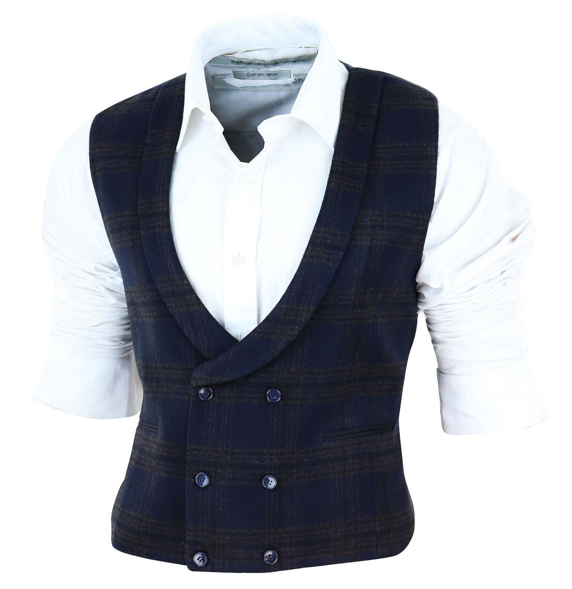 Mens Double Breasted Tweed Waistcoat | Happy Gentleman