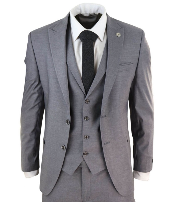 Mens Grey 3 Piece Suit