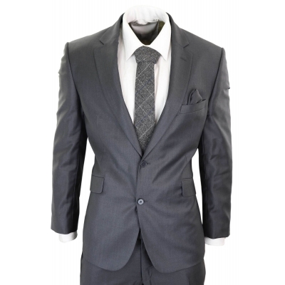 Mens Grey Wool Formal Suit