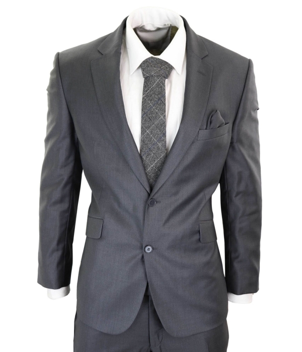 Mens Grey Wool Formal Suit