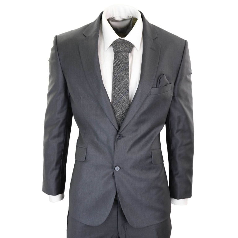 Mens Grey Wool Formal Suit: Buy Online - Happy Gentleman