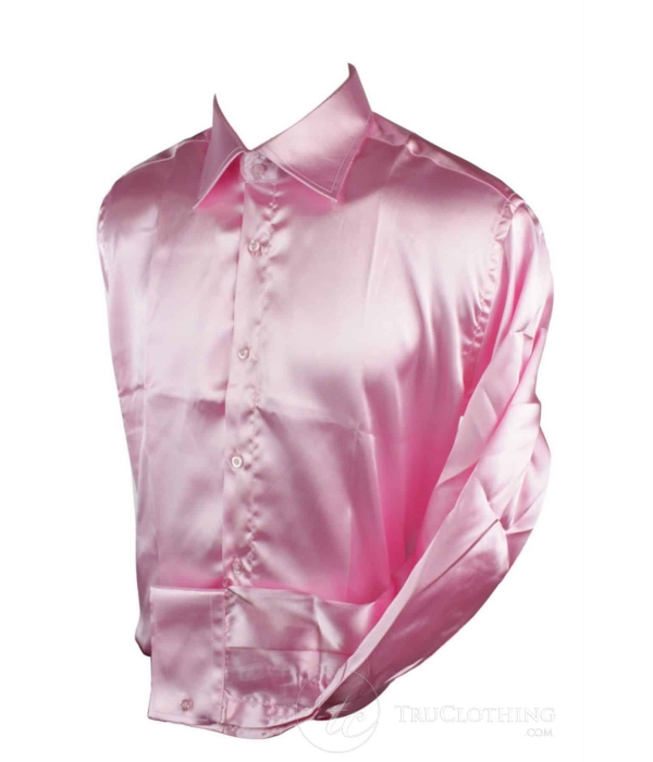 Mens Italian Design Silk Satin Finish Shirt Smart Slim Fit