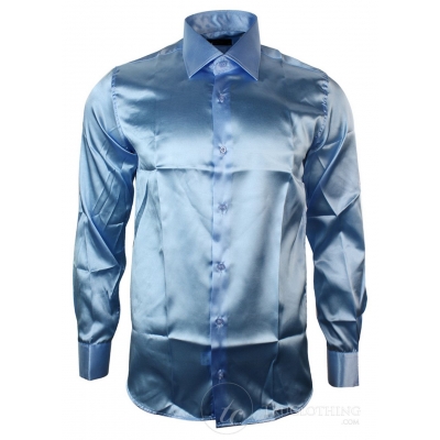 Mens Italian Design Silk Satin Finish Shirt Smart Slim Fit: Buy Online ...