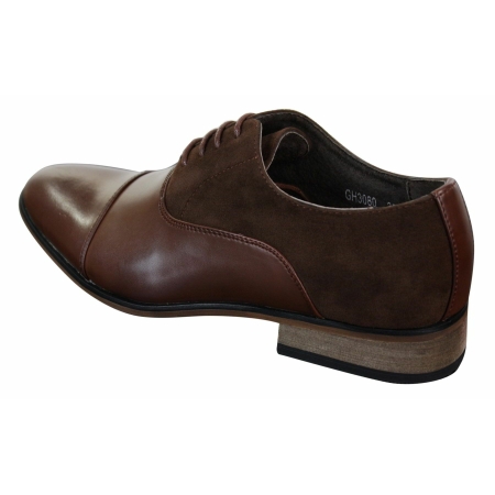 Mens Italian Leather & Suede Laced Smart Casual Brown Navy Black ...