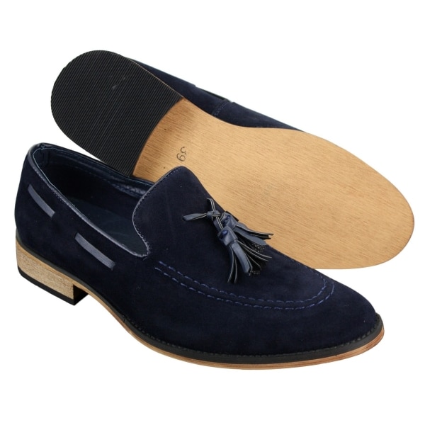 Mens Italian Slip On Driving Shoes Loafers Tassle Suede Leather Blue Black Brown