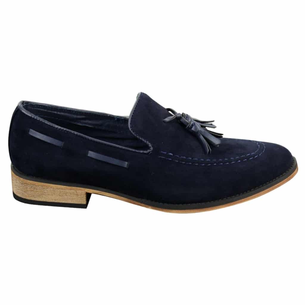 Mens Italian Slip On Driving Shoes Loafers Tassle Suede Leather Blue ...