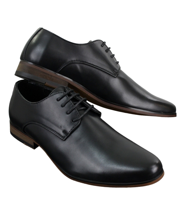 Mens Laced Plain Leather Lined Laced Smart Casual Formal Shoes Black