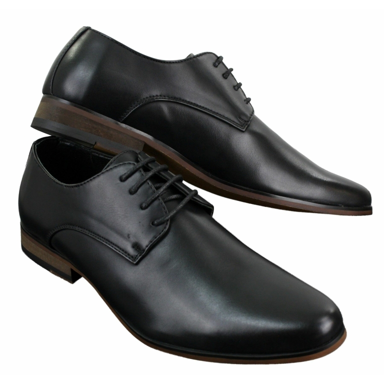 Mens Laced Plain Leather Lined Laced Smart Casual Formal Shoes Black ...