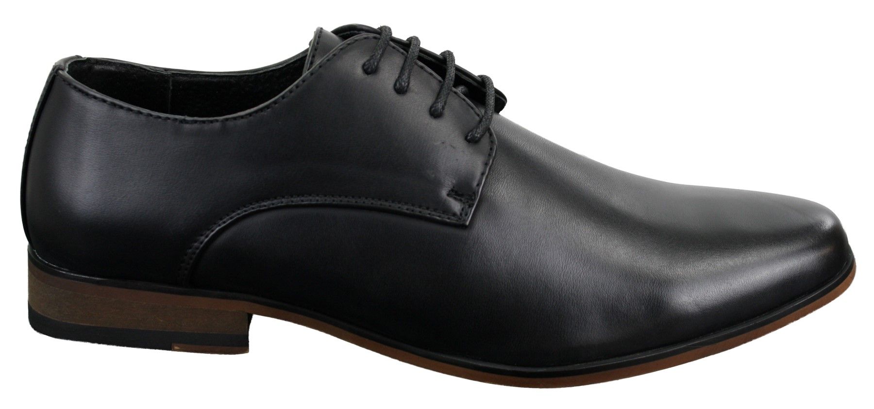 Mens Laced Plain Leather Lined Laced Smart Casual Formal Shoes Black ...