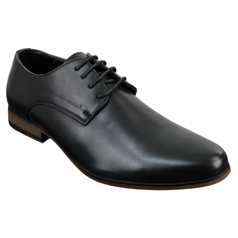 Mens Laced Plain Leather Lined Laced Smart Casual Formal Shoes Black ...